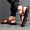 Men Black Open Toe Sandals Slippers Simple Flats Flip Flops Summer Brown Outdoor Beach Shoes Plus Size 46 47 48