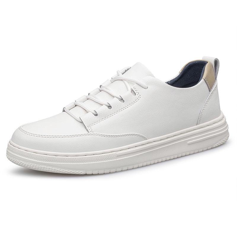 Men s Retro White Cowhide Low-Top Casual Shoes – Versatile Spring Sports Sneakers 37