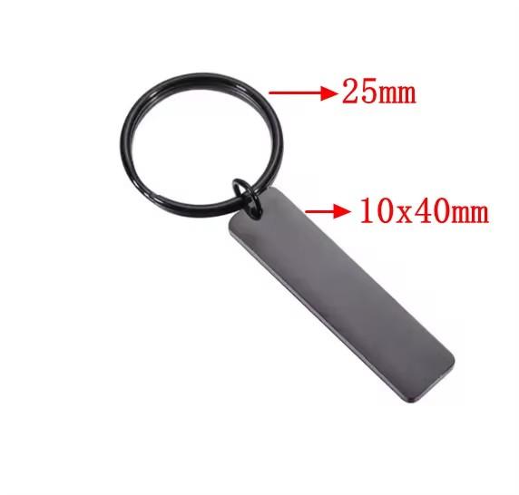 10Pcs/Lot Strip Blank Mirror Polished Stainless Steel Keychain For DIY Custom Women's Men's Keychain
