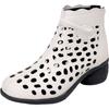 Damen Frühling Sommer Blockabsatz Knöchel Coole Stiefel Leder Ausgeschnitten Runde Spitze Locker Atmungsaktiv Höhere Sandalen Stiefel