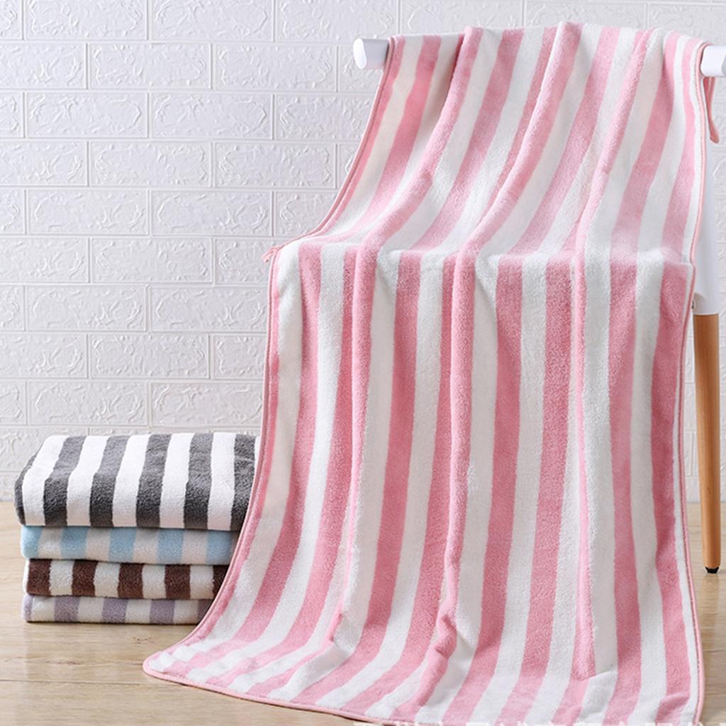 Large Plush Bath Towels Striped Design Quick Dry Highly Absorbent Soft Feel Towels for Sensitive Skin & Daily Use