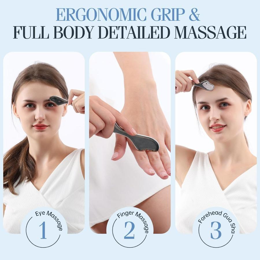 Stainless Steel Gua Sha for Face & Body, Lymphatic Drainage & Lifting Massager, Anti-Puffiness Skin Care Tool