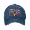FNF Bad Time Trio Friday Night Funkin Spiel Ausgewaschene Jeans-Kappe Lässige Baseballkappen Verstellbare Mütze Sommer Unisex Baseballkappen