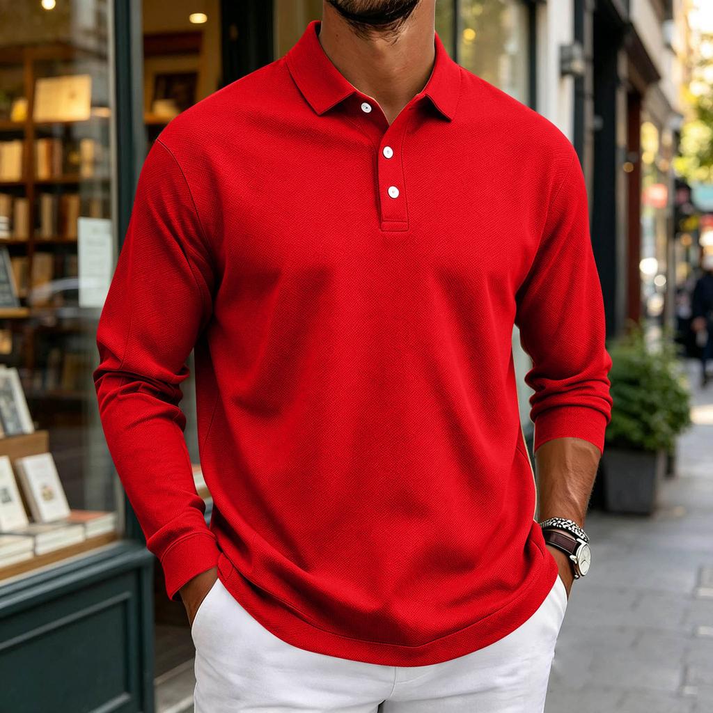Herren Langarmhemd Button-Down-Kragen Farbe Entspannte Passform Lässig
