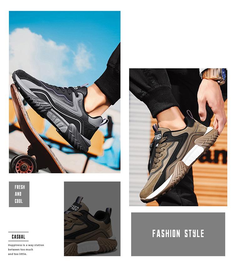 2025 winter youth leather men's shoes, new men's casual shoes, trendy fashion sports shoes