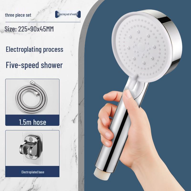 Supercharged High-Pressure Shower Head with Hose Set