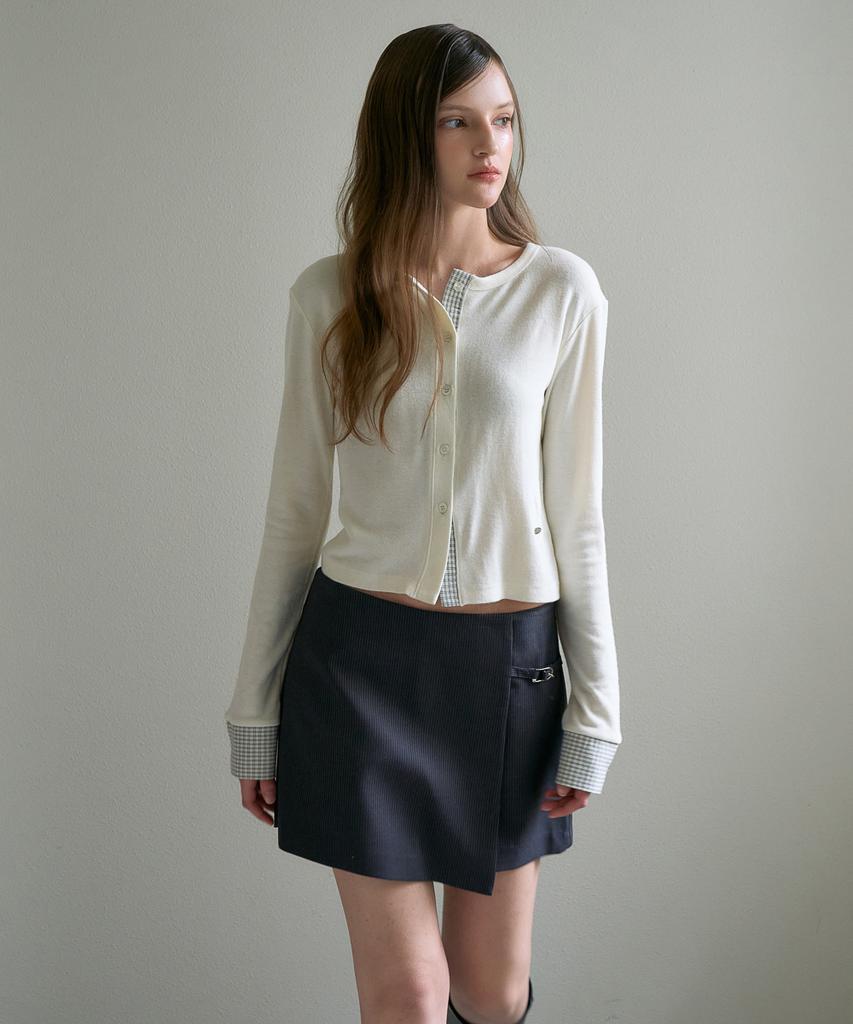 DEHEVE Buckle Wrap Skirt Pants [Charcoal]
