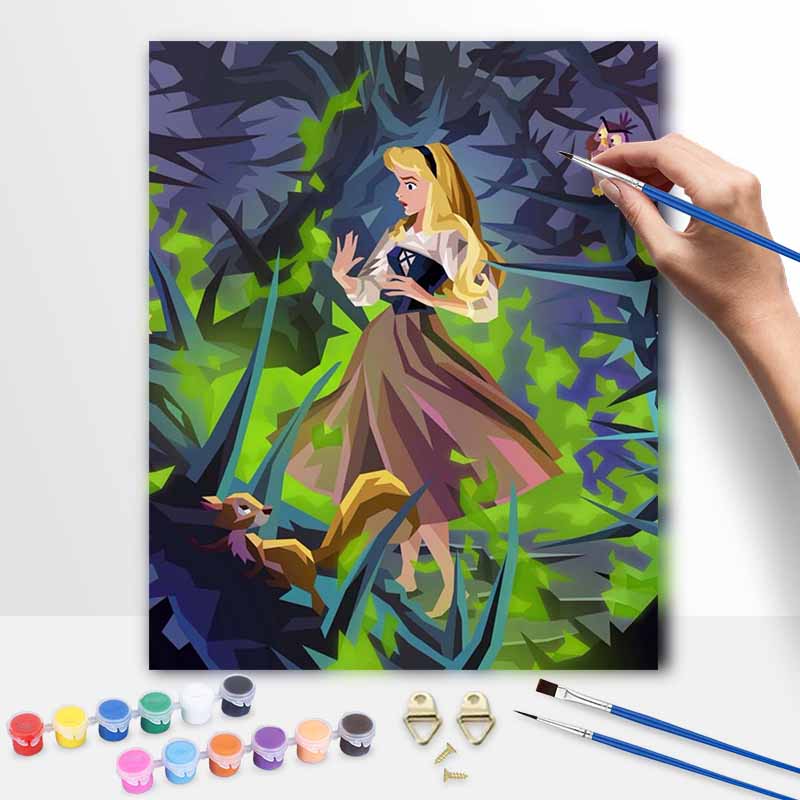 Disney Sleeping Beauty Aurora Forest Oil Paint By Numbers Hand Painting Kit. Home Decor Gift