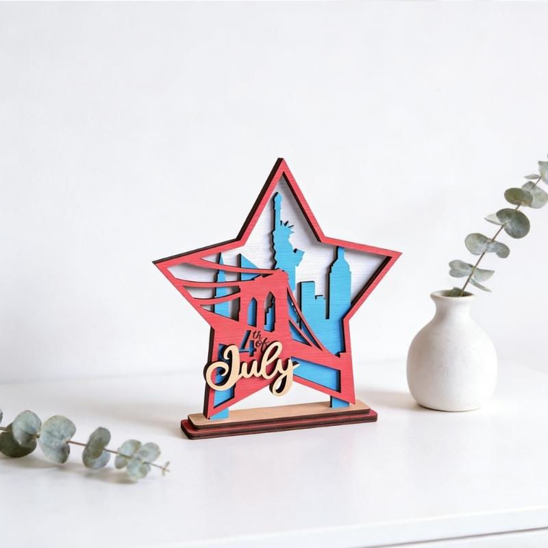Solid Wood Handcrafted Patriotic Star Flag Decorative Item For Office Or Living Space Office Nationalistic Display