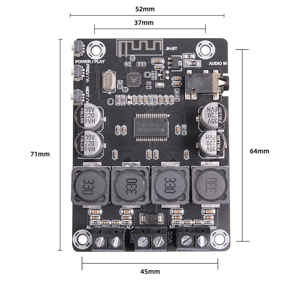 2x5W15W/50W Bluetooth-kompatibler Leistungsverstärker 90DB Audio Stereo Drahtloser Musikplayer Soundkarte AMP Platine