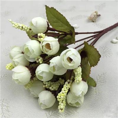 

20pcs Small Bud Roses Bract Simulation Flowers Silk Rose Flower Accessory Home Decorations For Valentine s Day 15heads/bouquet