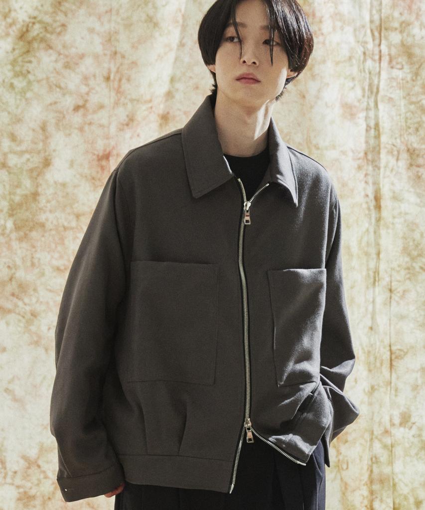 Concent12 Bold Wool Zip-Up Jacket Charcoal