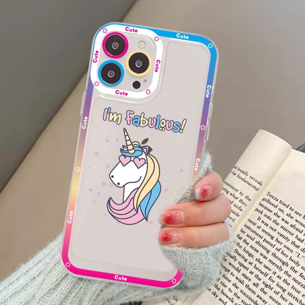Cartoon unicorn Phone Case For iPhone 15 13 14 Pro Max XS XR 12 11 Pro 13 Mini Soft Clear Back Cover