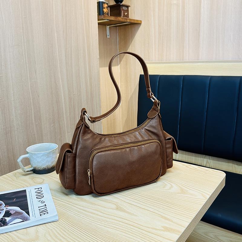 2025 Retro Black Women s Versatile Shoulder & Crossbody Bag коричневый