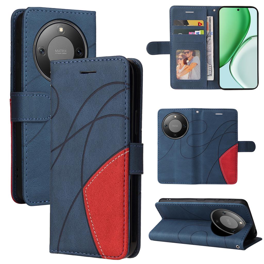For Honor Magic8 Lite 5G/X9d 5G/X70 5G Leather Phone Case Stand Wallet with Bi-colour Splicing Design