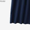 ZANZEA Women Casual Round Neck Solid Color Loose Short Sleeve Dress
