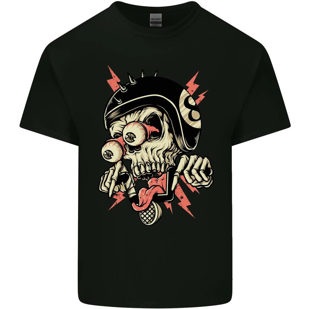 Freaky Biker Skull Motorcycle Motorbike Mens Cotton T-Shirt Tee Top Unisex T-Shirt XXXL