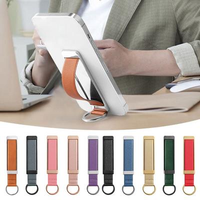 Supporto per telefono cellulare ad anello ultra sottile con cinturini in pelle, supporto per telefono cellulare, cavalletto per dita
