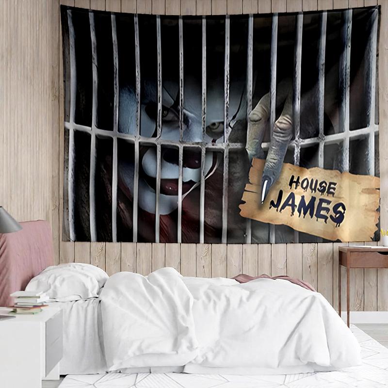 1PC Scary Clown Horror K-pop music group Tapestry Accessories for Bedroom,Livingroom, dormitory Room Wall Decor Fan Birthday Gifts