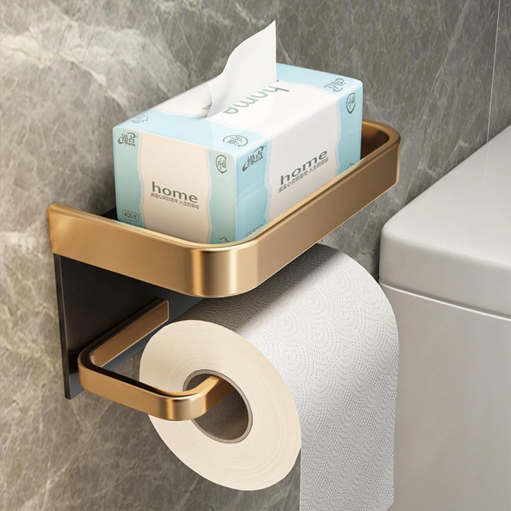 

Toilet Paper Roll holder With Shelf Aluminum Toilet Paper dispenser No Drill Tissue hanger Toilet Bathroom Accessories