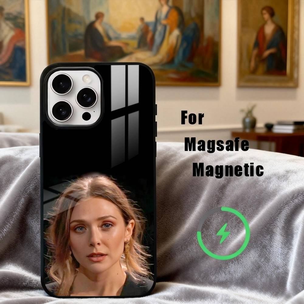 E-Elizabeth O-Olsen Actress Phone Case For iPhone17,16,15,14,13,12,11 Plus,For Magnetic Wireless Charge Cover