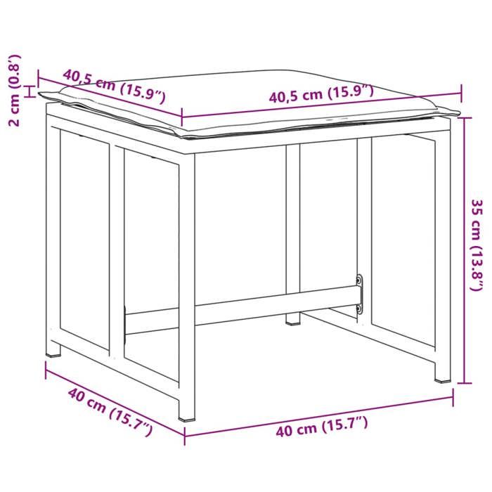 VidaXL Tabourets de jardin avec coussins 4pcs blanc acier et textilène, siège de jardin, tabouret d'extérieur, siège cube, 4008591