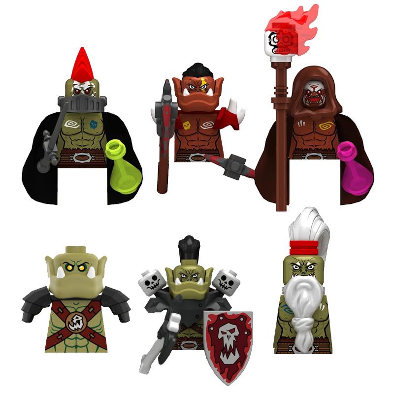 Medieval Soldier Knight Figure MOC Building Block Green Dragon Castle Infantry Orcs Pirate Roman Cavalry Weapons Toys Gifts D122