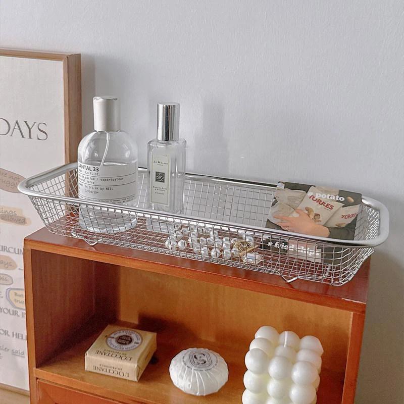 Stainless Steel Mesh Fruit Basket Rectangular Wire Storage Tray Easy Clean Draining Tray For Kitchen Vegetable Washing