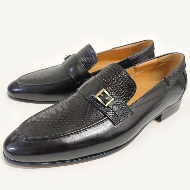 Fashion Formal Loafers For Males British Buckle Dress Shoes Classic Retro Rubber Outsole Casual Daily Office Wedding Party Men Footwear
