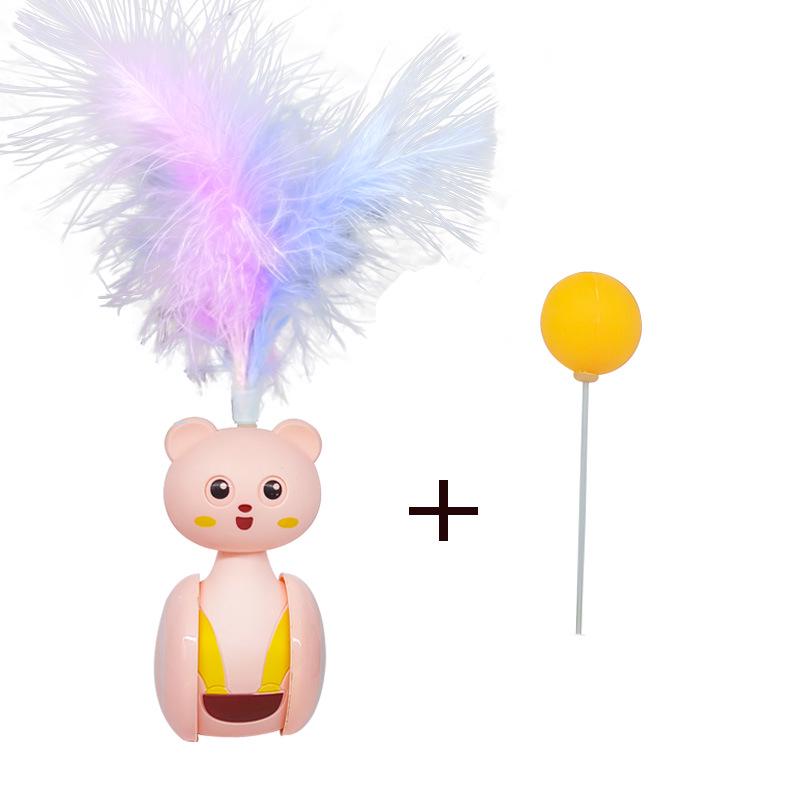 Cat Toy Tumbler: Kitten Self-Play Feather Teaser & Ping Pong Ball Wand for Boredom Relief