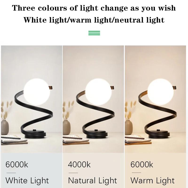 Nordic Retro Table Lamp, Glass Shade LED Desk Light for Bedroom Living Room, Dimmable Bedside Decor