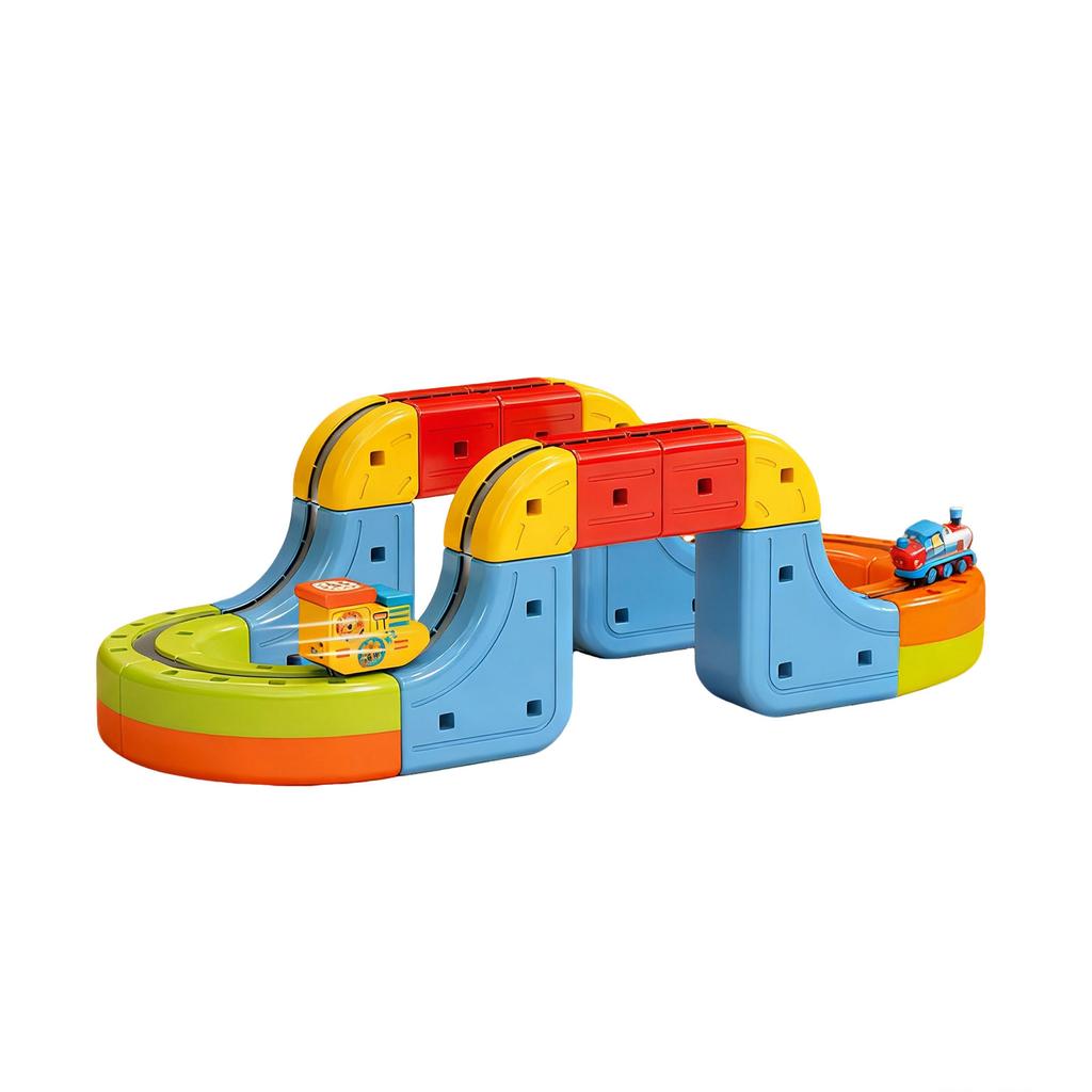 Magnetic Changeable Electric Train, High Speed Rail Magnetic Attraction Three Dimensional Track, Children's Educational DIY Building Block Track Car