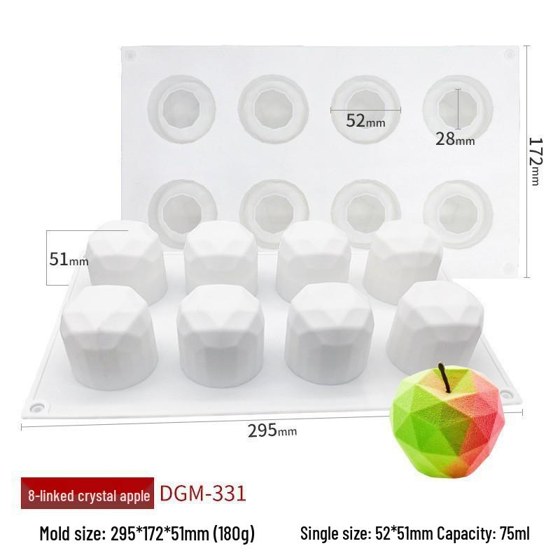 3D Fruchtmousse Silikon Kuchenformen: Birne, Apfel, Ananas, Pfirsich, Durian, Himbeere.