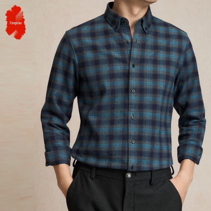 Men s Brushed Long Sleeve Flannel Shirt L