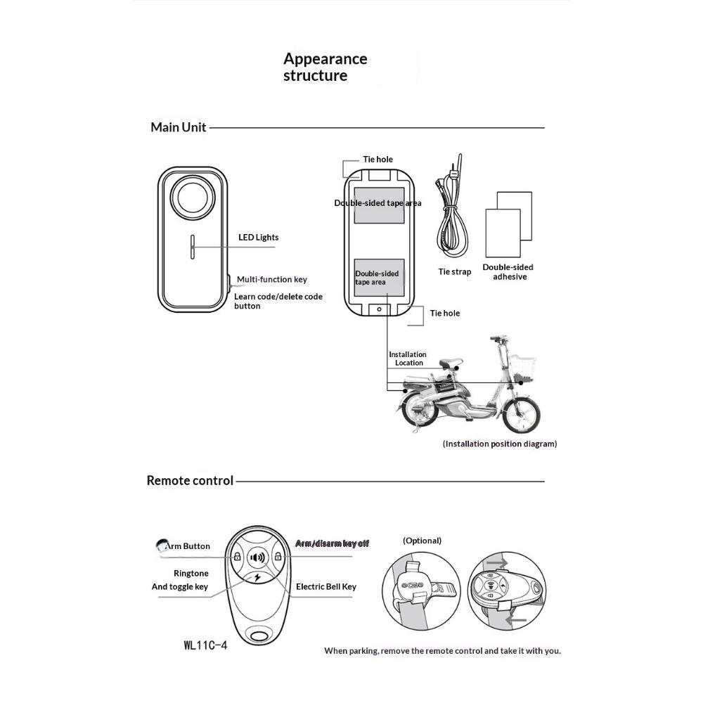 Car Bicycle Vibration Anti-theft Alarm, Outdoor Waterproof Remote Control Mountain Bike Large Volume Alarm