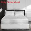 Minimalist Fitted Bed Sheet With Silk Satin Texture For Home Bedroom Decor