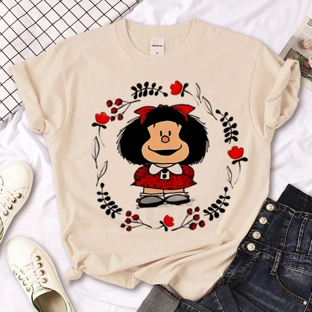 Mafalda T-shirts Women Japanese Tee Female Funny Designer Graphic Clothes  Y2k Top  Shirts for Women