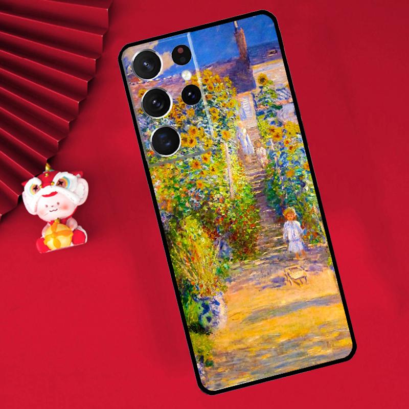 Claude Monet Garden Lotus Bridge Case For Samsung Galaxy S24 S23 S22 S21 Ultra S20 FE Note 20 10 Plus S8 S9 S10 Back Cover