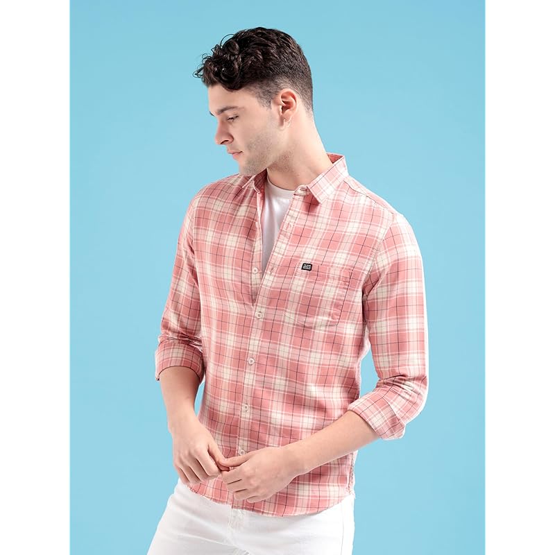 The Indian Garage Co Men s Slim Fit Shirt (0422-SH191-03_Coral M) M коралловый