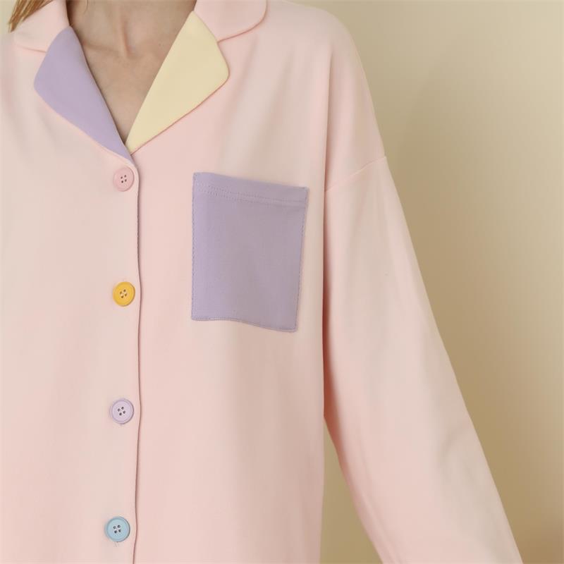 Pigiama da Donna Color Caramella Dolce Autunno Inverno Velluto Caldo Indumenti da Notte Casual per la Casa Manica Lunga Pigiama in Velour