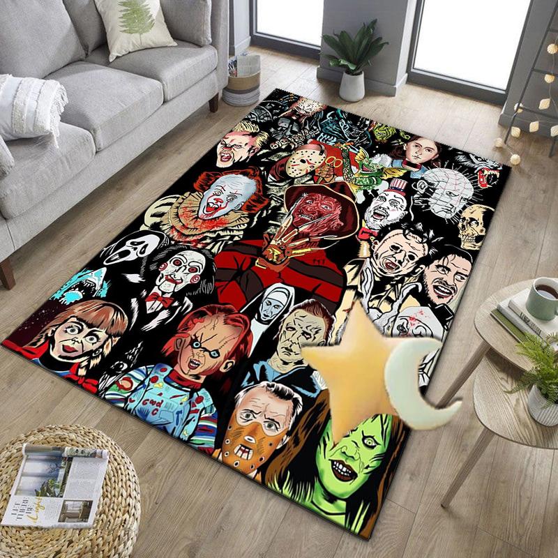 Horror Movie Icons Office Rug Chair Mat, Game Carpet, Suitable for Front Door, Bedroom, Living Room, Desk, Holiday Gift
