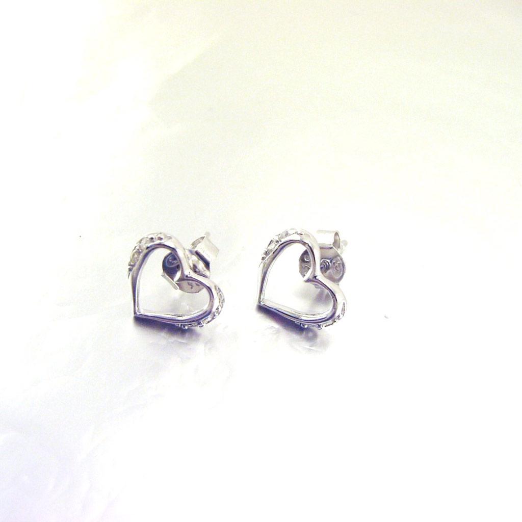 Les Trésors De Lily [E7626] - Silber BO 'Charming Hearts' silber-weiß (rhodiniert) - 9x7 mm