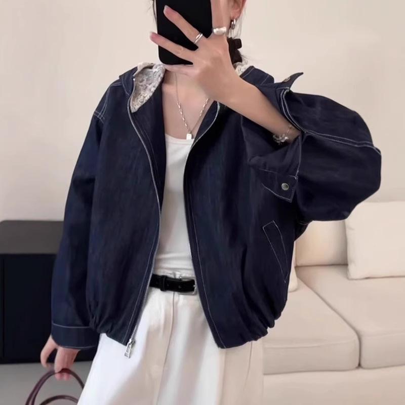 2025 Europäische Frühlings-Denimjacke mit Kapuze für Damen - Lockere Passform, Trendiges Design