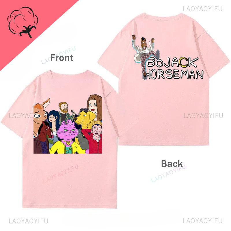 T-Shirts Bojack HorseUnisex T-Shirt Lässig Lustig Niedlich 100% Baumwolle Kurzarm Y2k Kleidung Unisex Unisex Bedrucktes T-Shirt Grafik-T-Shirts