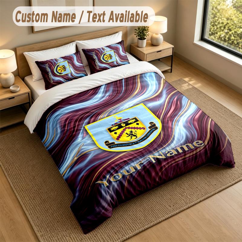 3Pcs Bedding Set Custom Name Text, 1 Sheet 2 Pillowcases Home Bed DecorBurnley Football