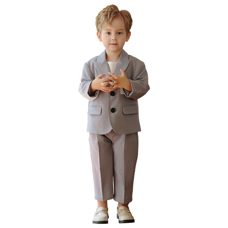 Conjunto de Traje Casual para Niños Primavera y Otoño Estilo Coreano Chaqueta Blazer Infantil para Niños Pequeños Atractivo Atuendo para Padrino de Boda o Presentación