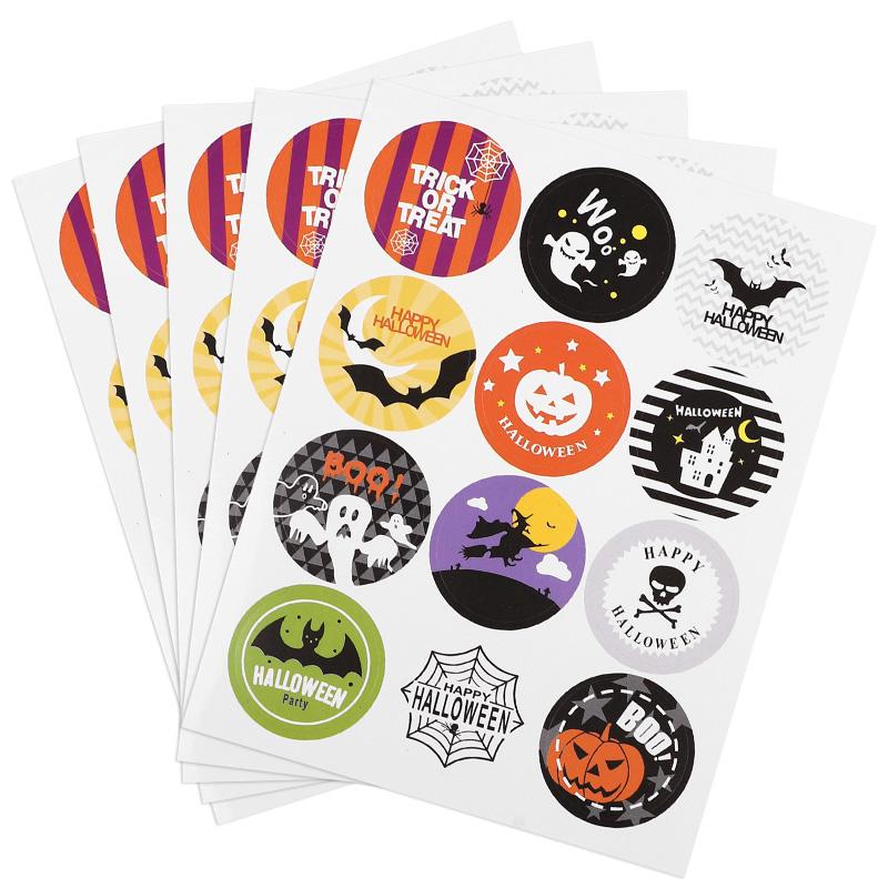 

120PCS 3CM Halloween Paper Stickers for Candy Bag Gift Box Sealing Decoration 2026 Halloween Party Supplies Kids Trick Or Treat