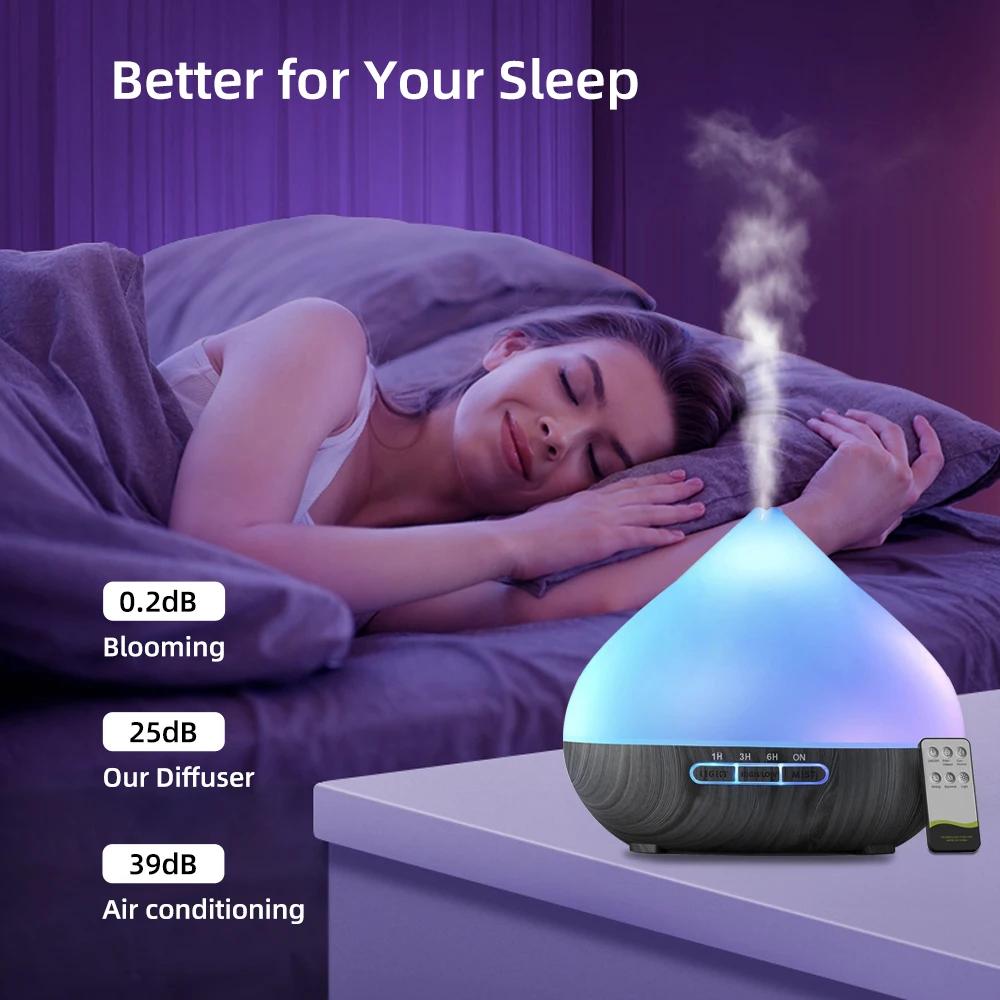 500ml Aroma Diffuser with Remote, Timer, 6 Oil Set, Cool Mist Humidifier for Large Rooms