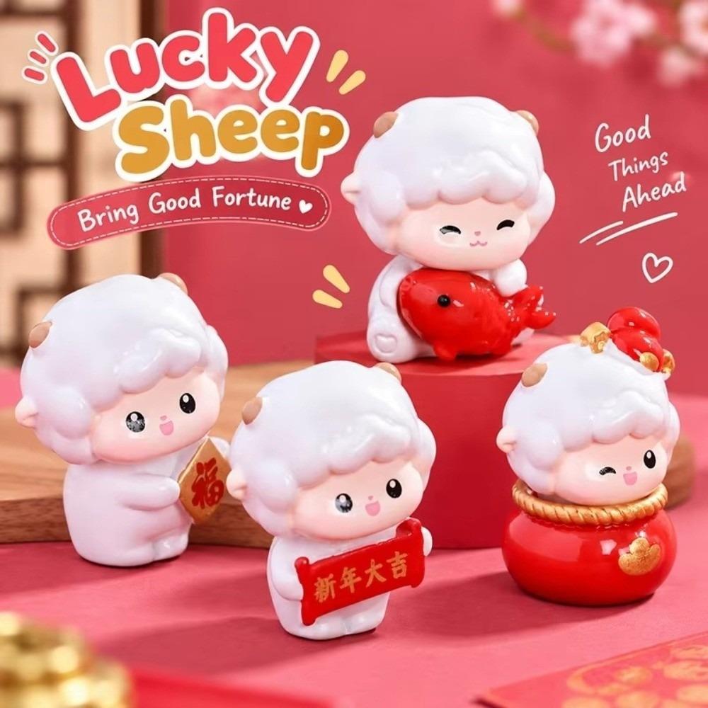 Resin Year of The Goat Ornament Lucky Theme Mascot Ornament Zodiac Goat Figurines Home Decor