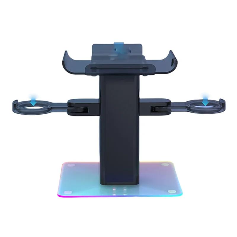 

Многофункциональная подставка для зарядки и хранения Quest 3S/3/2 VR с эффектами RGB-подсветки - регулируемые режимы чёрный